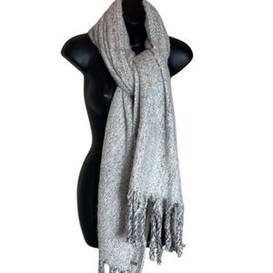 Steve Madden women’s braided fringed blanket scarf soft cozy shimmer new OSFM
